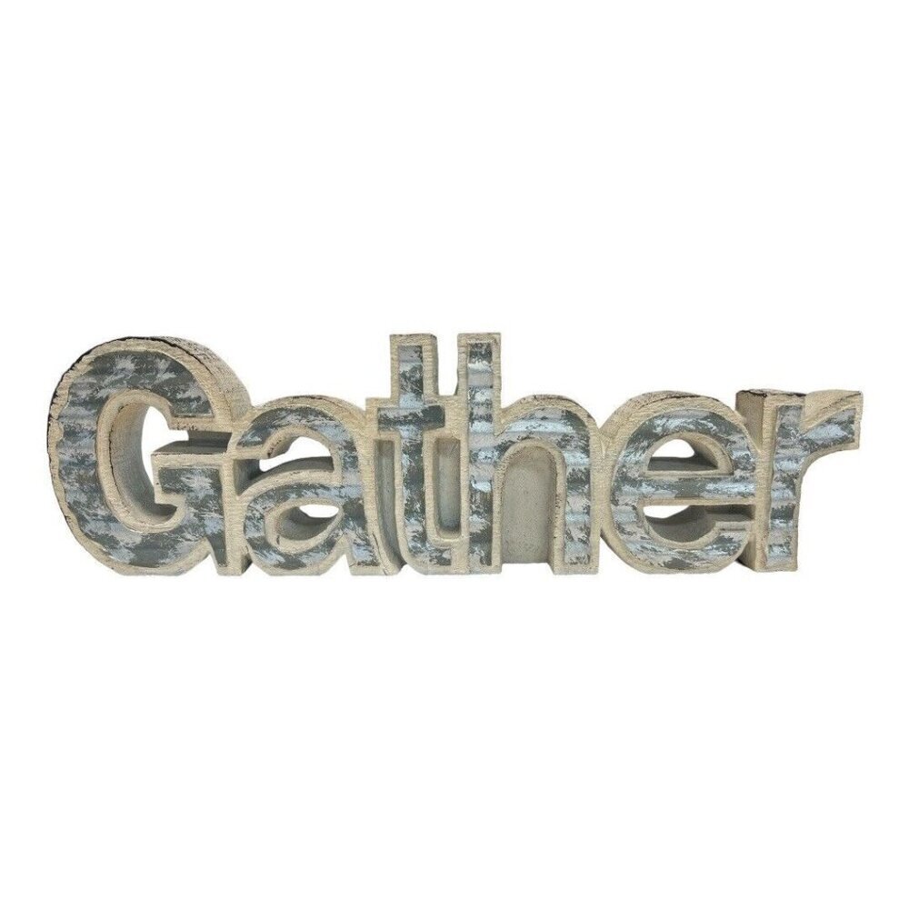 Gather Home Decor Piece~Vintage Wood & Galvanized Look~Farmhouse Kitchen L2 02